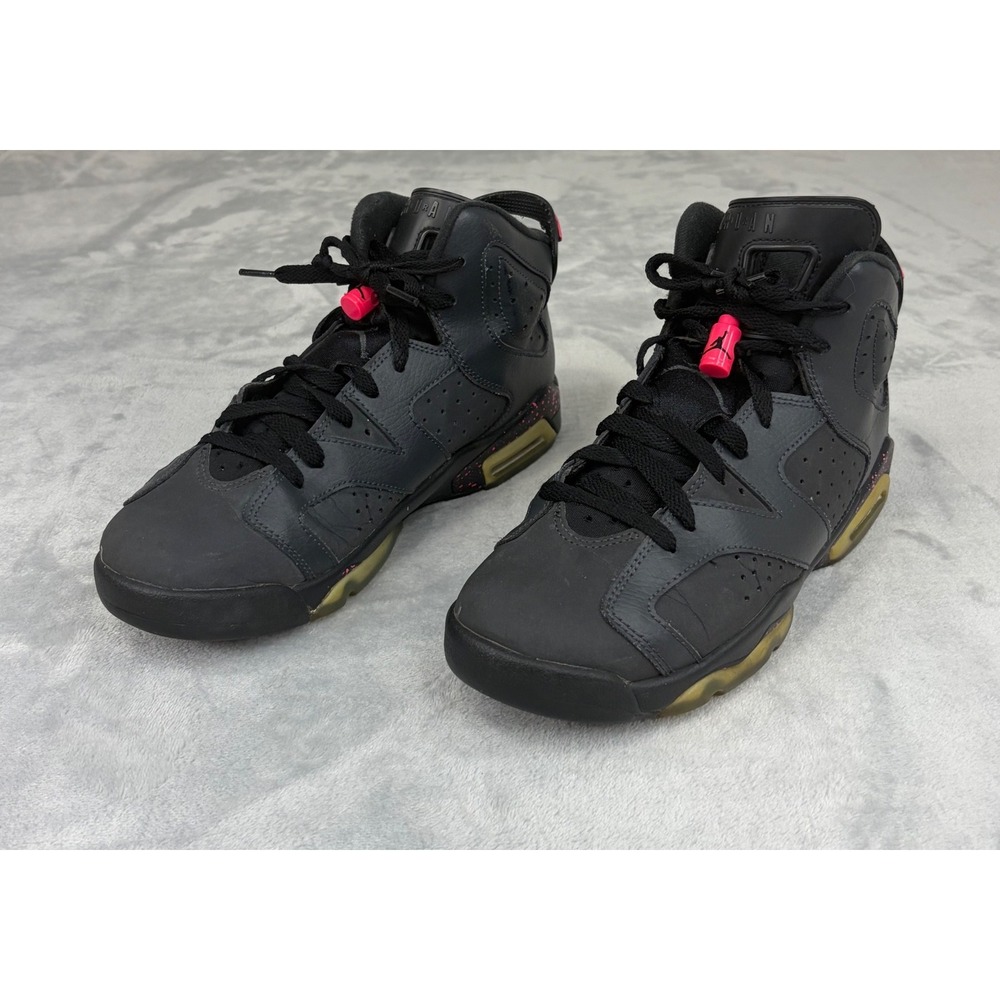 Jordan Retro 6 GG‎ Kids Shoes 8Y Black Gray  Pink Splash 543390-008 Sneakers